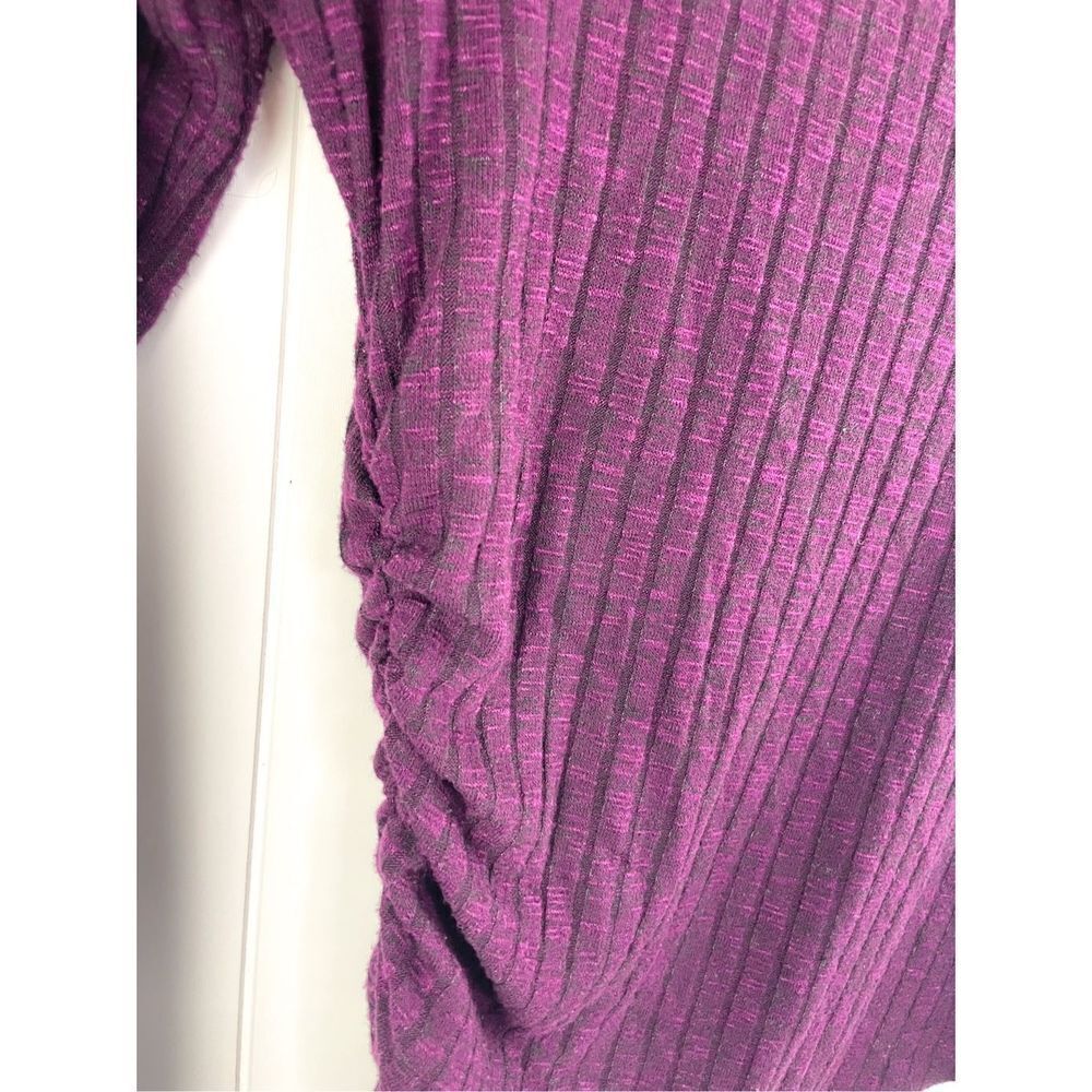 Michael Stars Ribbed Purple Long Sleeve Ruched Side Top OS - Picture 8 of 8